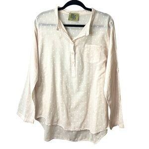 FREE FOR HUMANITY  Button Down Top Stars Pink Cotton Made In Italy SZ M  EUC